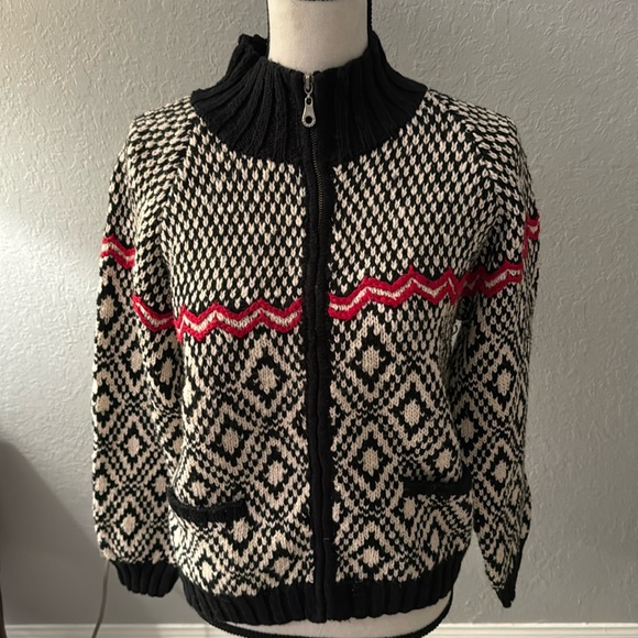 Jennifer Reed | Sweaters | Jennifer Reed Black And Beige Lattice Thick ...